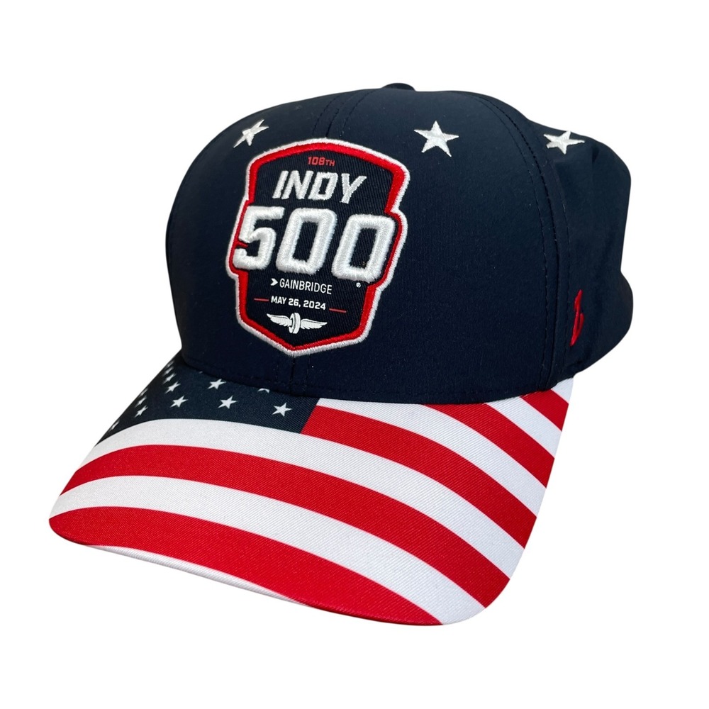 New‎ Zephyr 2024 Indy 500 Gainbridge USA Flag Hat Cap Blue Snapback Adjustable